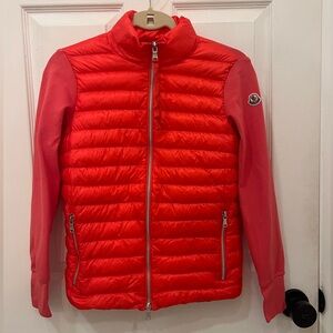 Moncler Red Puffer Cardigan Jacket Women’s Size Small